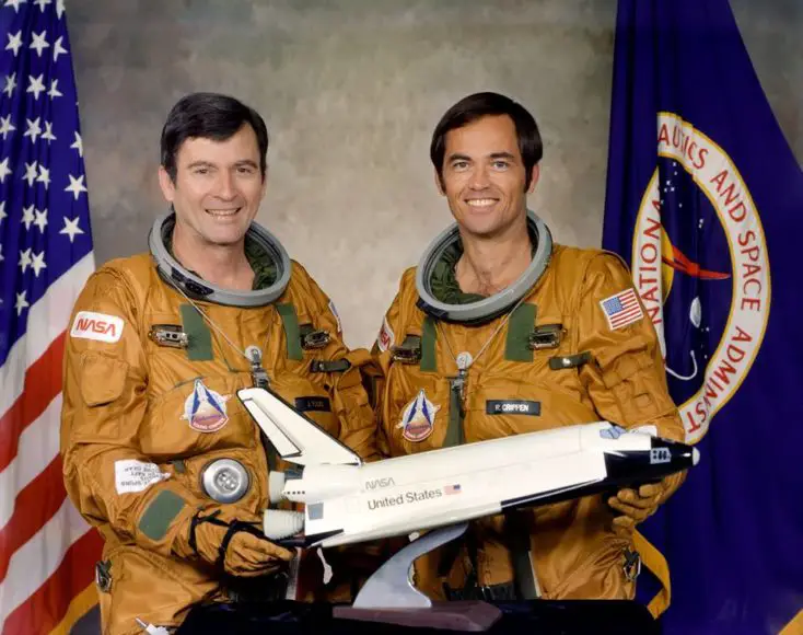 l'equipaggio del primo lancio John W. Young e Robert L. Crippen
